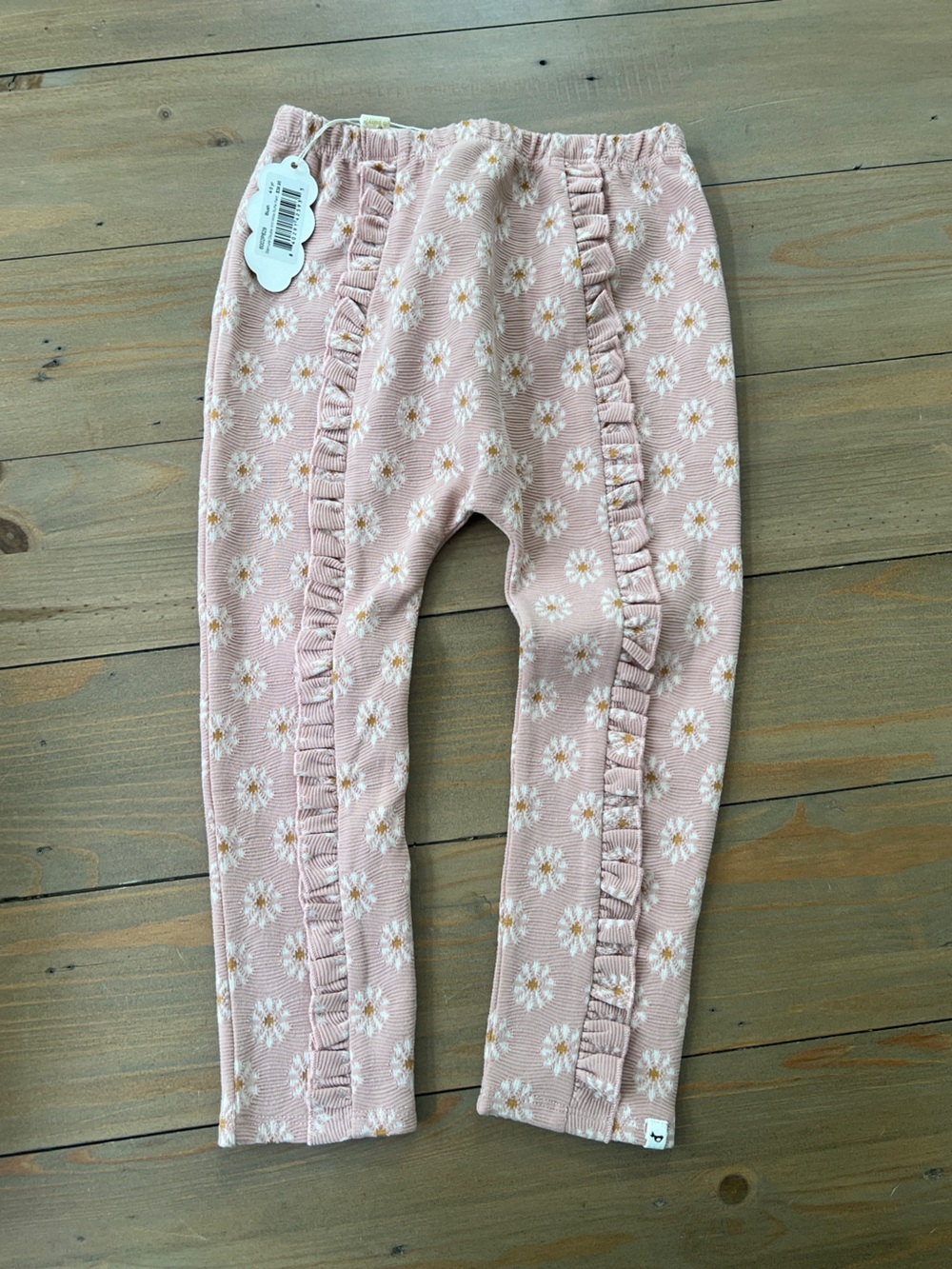 Oh Baby! Pink Daisy Ruffle Knit Leggings - Size 4-5T